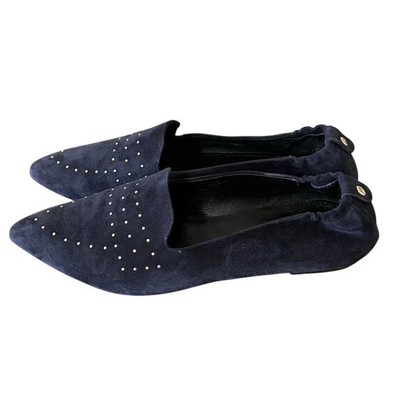 AGL Studded Blue Suede Pointed Toe Flats 40 1/2 US 10.5 EUC - Picture 1 of 9